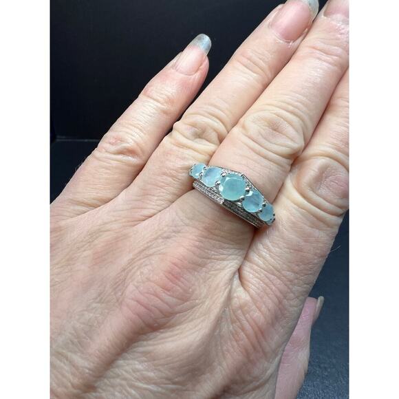 NEW Grandidierite and zircon sterling silver ring size 8 - Picture 13 of 16